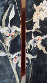 With or without you / Aquarell auf Holz / 2er-Serie, je 10 x 40 cm